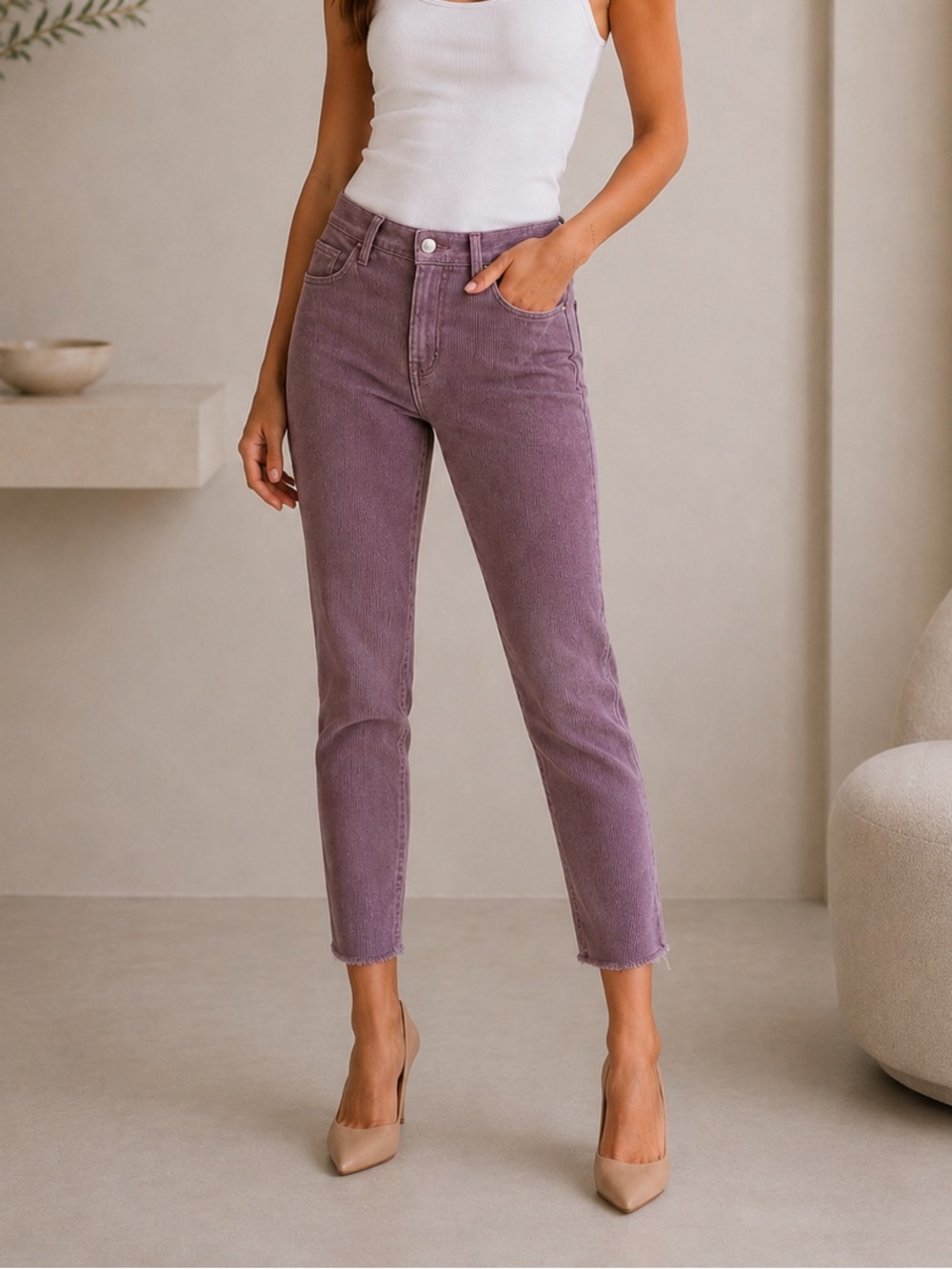 We The Free Mauve Corduroy Skinny Jeans for Women 29